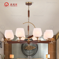 唐鸿居 胡桃木+铜  中式吊灯   型号：86002-8头